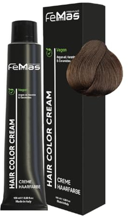 FemMas teinture pour cheveux Blond Foncé Châtain Froid 6.91 I Crème professionnelle à l'huile d'argan, kératine et céramides I Coloration permanente ou teinture pour des résultats durables I 100 ml
