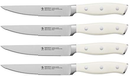 HENCKELS Forged Accent Razor-Sharp Steak Knife Set of 4, White, German Engineered Knife Informed by over 100 Years of Mastery
