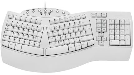 Perixx PERIBOARD-512W, gran teclado ergonómico con cable USB para Windows - Blanco, AZERTY