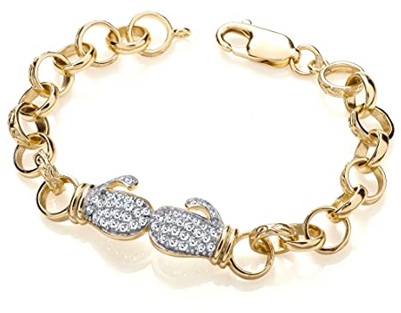 Old English Jewellers 9ct Yellow Gold on Silver Boxing Glove Belcher Bracelet - Baby/Children's - 6 inch