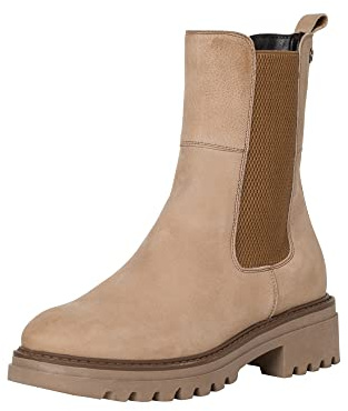 Tamaris Bottines Chelsea pour femme, semelle intérieure TOUCHit, chaussures de transition, bottes à enfiler, plates, taupe, nubuc, 40 EU, Noir, 40 EU