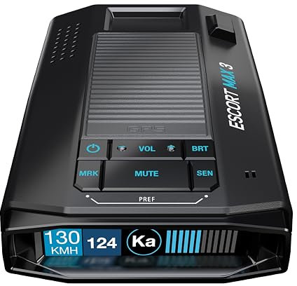 ESCORT Max 3 Détecteur de radar laser international pour voitures – Détecteur de radars Bluetooth de gamme premium avec filtrage avancé, technologie d'apprentissage automatique, alertes vocales, écran
