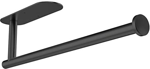 Gewtur Kitchen Roll Paper Holder Under Cabinet, Matte Black Stainless Steel Kitchen Roll Holder Wall Mounted Self Adhesive for RV,Pantry,Bathroom