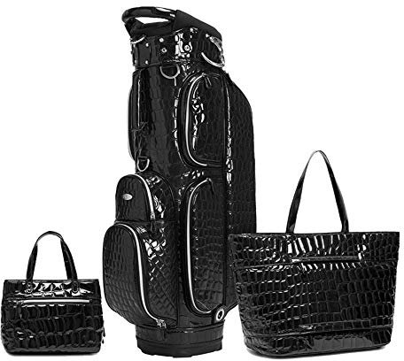 Golf Sunday Club Bag 3 Stück Damen Golf Cart Bag Golf Stand Bag PU Lightweight Golf Carry Bag Damen Golf Travel Organizer mit Handtaschen (Color : Black, Size : 39x23x129cn)