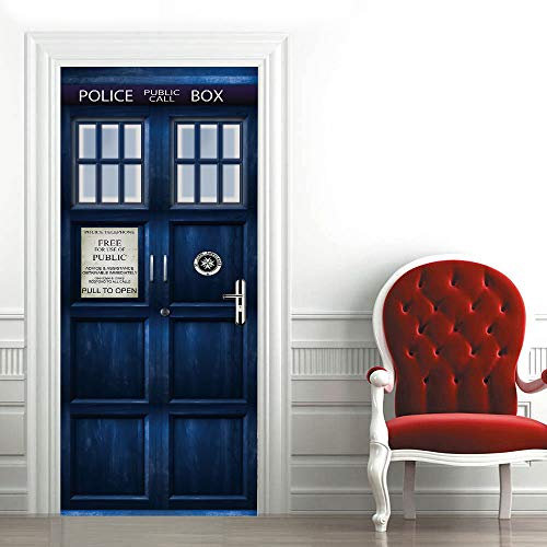 Türaufkleber, selbstklebend, Motiv: Dr. Who The Tardis, Vinyl, 200 x 79 cm