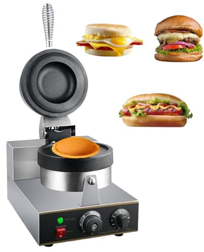 Oiyekntd Máquina para Hacer gofres para Hamburguesas, máquina para Hacer Conos de Helado Comercial, calefacción de Doble Cara, eléctrica, Antiadherente, para Hacer Conos de Huevo, para Hacer gofres