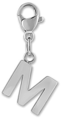 GD GOOD.designs Charms Anhänger mit Buchstabe M und Karabiner Verschluss - Initial Charm Silber aus Edelstahl für Bettelarmband - Valentinstag-Geschenk für Sie und Ihn