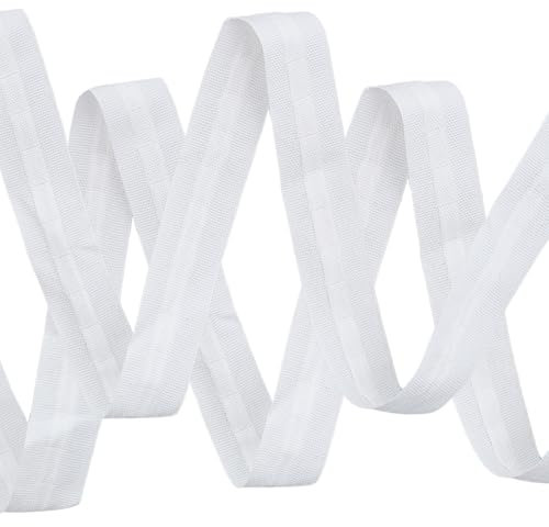 Gardinenband Kräuselband Zum Aufnähen für Haken,Überschrift Band für Gardine Haken,Gardinen Kräuselband zum Aufnähen,Universalband Gardinen Überschrift Band für Gardine Haken Weiß-20M X 2.5CM