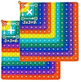 Times Table Poppet, Double-Sided Multiplication 12x12 Times Tables & 12+12 Addition Pop Maths Learning Toy – Fun Math Facts Learning Board, Maths Games for 7 Year Olds for Classroom and Home Use