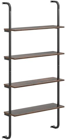 RELAX4LIFE Libreria Scaffale a Scala a 4 Ripiani, Telaio in Metallo, Scaffale Portaoggetti Salvaspazio per Soggiorno, Camera da Letto, Cucina e Studio, 70 x 20,5 x 150 cm