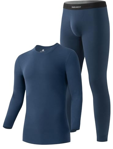 DAVID ARCHY Set Termico da Uomo Intimo Termico Running Sci Ciclismo Fitness Tessuto Misto Viscosa, poliacrilico e Cotone Assorbe l'umidità da 0 °C a 10 °C