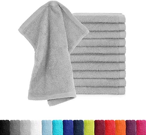 BaSaTex - 10er Pack Seiftücher für Gesichts- & Körperreinigung im Set - Frottee Seiflappen aus weicher Baumwolle in 30x30cm - Waschlappen Öko-Tex Made in Green Zertifiziert - Silber
