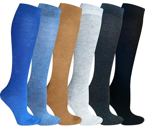 MRCC 4/6 Paar Laufsocken Kniestrümpfe Stützstrümpfe Reisestrümpfe Damen lange Socken kompressionsstrümpfe Karo Muster 1303 (DE/NL/SE/PL, Numerisch, 39, 42, Regular, Regular, 6 Paar 1256)