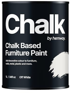 Hemway Chalk Based Furniture Paint, Off White 1L, Matt Finish Shabby Chic, Chalk Paint Furniture & Walls, Quick Dry & 1 Coat