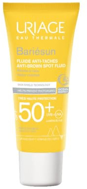 Uriage Bariesun Fluide Anti-Taches Brunes SPF50+ - Vitamine C et E - Très Haute Protection UVA/UVB & Lumière Bleue - Aide à Estomper les Taches Brunes - Sans Résidus Blancs - Sans Parfum - 40 ml