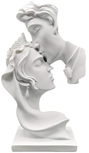 PIGPIGFLY Liebeskuss Statue,Abstrakte Skulptur,Deko Figuren, Deko Wohnzimmer Modern Zum Hinstellen, Abstrakte Skulptur Polyresin, Geschenkidee（White）