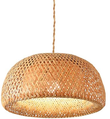 BARCELONA LED - Lámpara colgante de mimbre Hanna. Estilo Boho Rústica – Pantalla artesanal natural, Cable ajustable de Cuerda – Lámpara colgante para isla cocina, dormitorio, comedor o salón