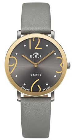 UMR RUHLA Style Damenuhr - Graues Lederarmband 20417-4 - Made in Germany