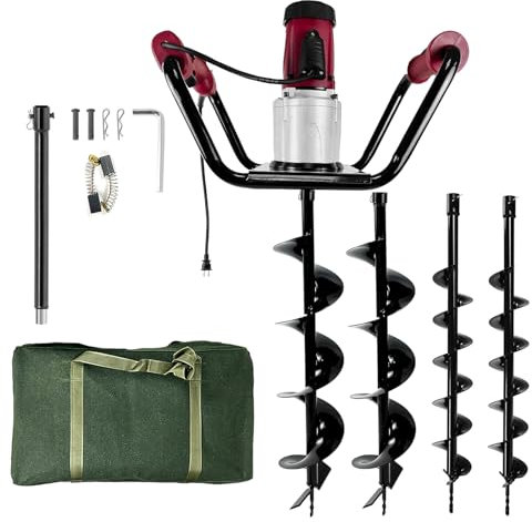 1500W Electric Post Hole Digger with Reverse, 2×6 & 2×4 Bits