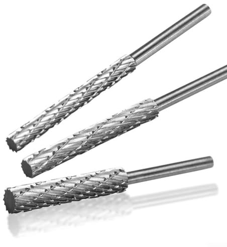 Set di 4 raspe rotanti con gambo da 3 mm, in acciaio super rapido, per intagliare il legno e la lavorazione del legno, per la lavorazione del legno e la foratura