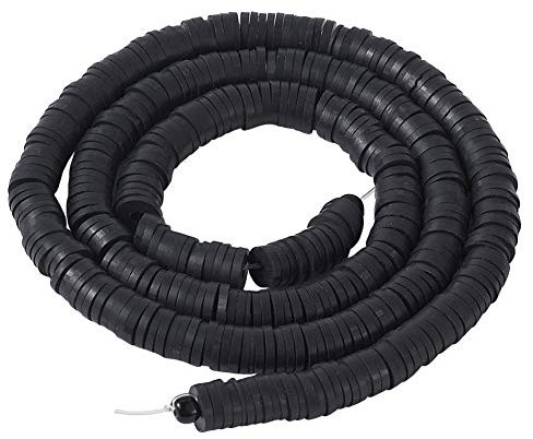 Boutigem 380 Stück flache runde Modelliermassen-Perlen, 6 mm Scheibe, lose Perlen für Halsketten, Armbänder, Schmuckherstellung, Schwarz