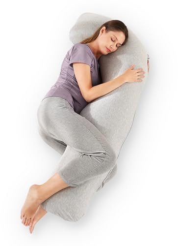 Zomee Comfort Pregnancy Pillow - J Shaped Maternity Pillow for Side Sleeping & Nursing Cozy Support for Neck,Head, Back and Belly, Includes Soft Cover