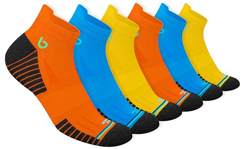 BAMBOS Eco Touch Men's Athletic Ankle Socks for Running & Gym, Pack of 6 (Size UK 9-11, Multicoloured)