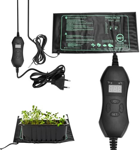 QWORK® Heizmatte mit Thermostat, Pflanzen Heizmatte, 50w 20℃~45℃ Temperaturbereich Heizmatte für Zimmergewächshaus, Terrarium, Aquarium, Reptil