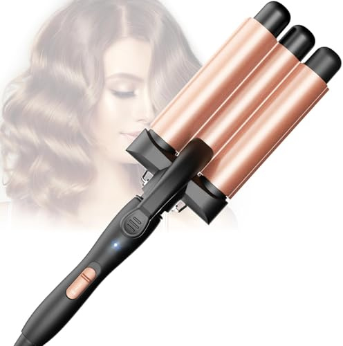 Piastra Onde per Capelli - BESTOPE PRO Ferro Arricciacapelli 3 Tubi Piastra Capelli Onde Ceramica Calore Rapido Ferro per Capelli Onde per Capelli Lunghi e Corti