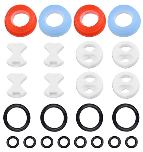 24Pcs Tap Washers for Mixer Taps, Tap Valve Cartridge Replacement Kit with Ceramic Discs 1/2 Turn Silicone O Ring Gaskets Mixer Tap Washers for Kitchen Sink Leaking Tap Repair