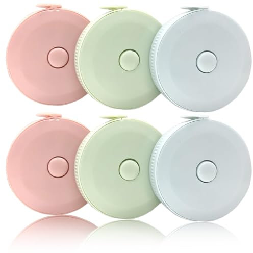 WeddHuis 6 Pièces Mètre Ruban Rétractable Double Face Souple avec Porte-clés pour Couture Taille du Corps Tour de Poitrine Tour de Tête Mesure de Longueur (200 cm/79 Pouces)