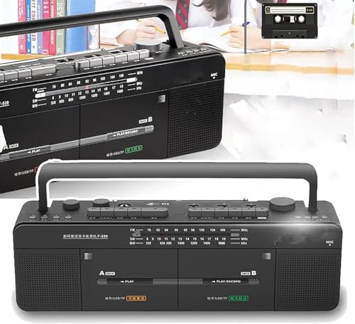Registratore per cassette, registratore a cassette, radio AM/FM stile classico, lettore doppio nastro FM/SW/WM, ripetitore disco MP3/U/nastro/scheda TF, registrazione/trascrizione con un clic per