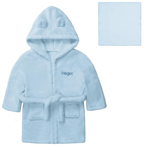 HAGOT Bebe Albornoz, Polar Bebé Albornoz con Capucha, Ultra Suave para Niños Unisexo Pequeños de 0 a 6 meses, Toalla de Baño Esencial para Bebé, Azul