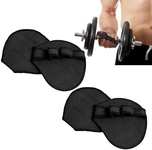 MBAIYO Lot de 2 paires de coussinets de préhension pour traction - Design à 4 anneaux - Gants de fitness - Gants de gym pour homme - Gants d'entraînement cross