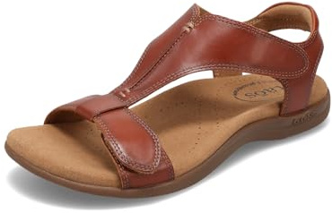 Taos The Show Premium Leather Women's Sandal, Cognac, 10 (M) US