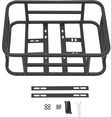 Cesta trasera para bicicleta, cesta extraíble para bicicleta con 2 placas de hierro, cestas traseras, portaequipajes para bicicleta eléctrica, estabilidad y durabilidad, hasta 25 kg (45,5 x 32,5 x 15