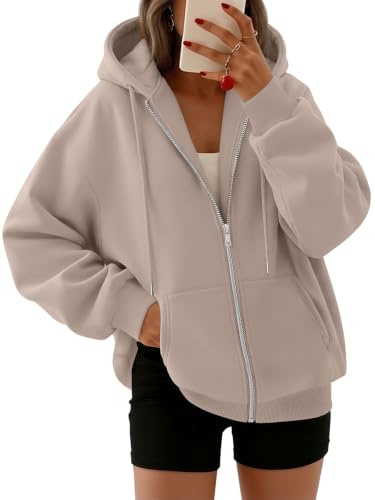 LILLUSORY Zip Up Hoodies For Women Uk Oversized Sweatshirts Nutmeg XL