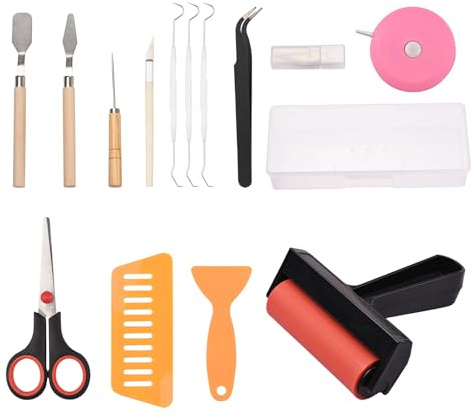 LiebeWH Screentryckskit, 58 St Screentrycktillbehör med Metallgångjärnsklämmor och Pneumatisk Pump, 2 Skopbeläggare, Bläckkniv, Handskar för -hantverk och Silkscreentryck (19 st)
