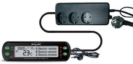 ReptiZoo Thermostat mit Zeitsteuerungfunktion (THC11) -DREI- Anschlüsse WEEE RegNr. 82392108