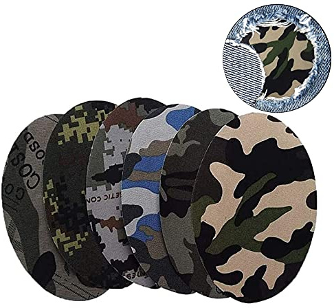 12 PCS Patch Genoux Thermocollant, Camouflage Patchs Pièces Ovale en Tissu, Patches Repasser Camouflage,Ovales Patch Thermocollant Tissu pour Vêtements Coudes et Genoux Trous de Réparation(6 Couleurs)