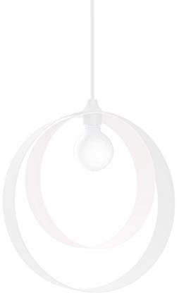 L+ Moderne Pendelleuchte, moderne Deckenleuchte, Fassung E27, Lampenschirm aus lackiertem Metall (weiß, doppelt)