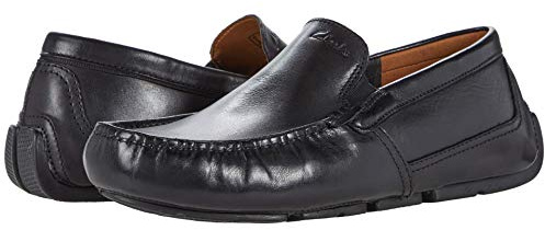 Clarks herr Markman Plain Mockasin, Svart läder, 47 EU