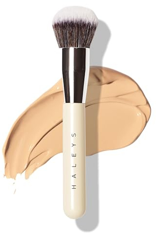 HALEYS Kabuki Makeup Brush – Vegan Foundation Brush for Liquid, Cream & Powder, Seamless Blending Face Brush for Concealer, Blush & Setting Powder, Airbrush Finish, Dermatologist-Tested