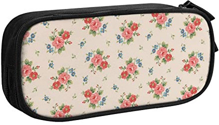 FJAUOQ Watercolor Red Roses Pencil Case Compartments Pen Pouch Box Multifunctional Makeup Bag Holder Large Storage Stationery Organizer with Zipper for Office Travel