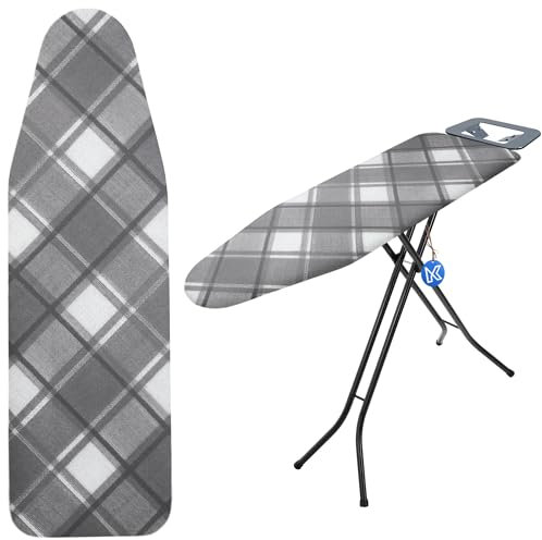 KADAX Bügelbrettbezug mit Elastischem Gummizug, Praktischer Bügelbezug, Bügeltischbezug für Dampfbügeleisen, Ersatzbügeltischbezug (Kariert M)