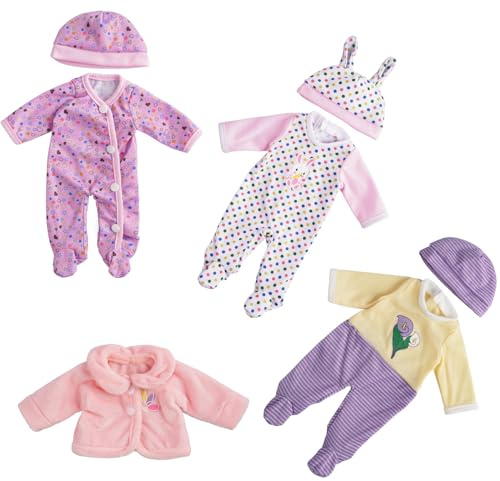 BABESIDE Alive Baby Doll Clothes for 8-12 Inch Dolls, 3 Set Doll Clothes Outfits, Baby Doll Accessories Romper Suit, Coat and Hat for Baby Dolls,Easter Pretend Play Accessories for Kids 3+