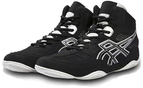 Brottningsskor för Vuxna Och Ungdomar,Kampstövlar Som Andas,Bekväm Sneaker,Träningsboxningsskor för Män,Brottningsskor för Kvinnor Andas Hög Topp(Black,41 EU)