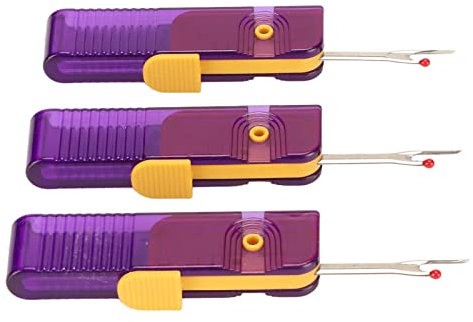 3 Pcs 180 Degree Rotation Folding Seam Rippers, with Transparent Safety Cover, Steel Plastic Sewing Accessories, Purple Thread Rippers for Household Sewing and DIY Crafts