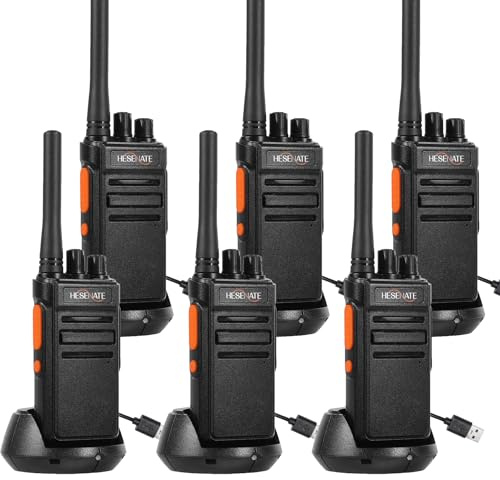 HESENATE HT66 Walkie Talkies, Lizenzfreies PMR446 Funkgerät Große Reichweite Funkgeräte Set 16 Kanäle Woki Toki Handfunkgerät Walky Talky VOX Scan mit USB C Ladestation (Schwarz, 6er Set)