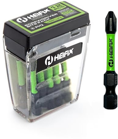 Heifix 12 x 50mm PH2 Heifix Impact Screwdriver Magnetised Drill Screw Bit Set PH2 Phillips TicTac Box